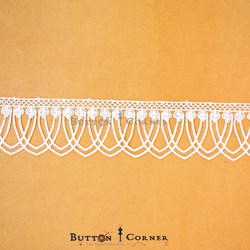 [D12393 WHITE] One Side Border Shuttle Lace