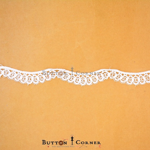 [D12407 WHITE] One Side Border Shuttle Lace