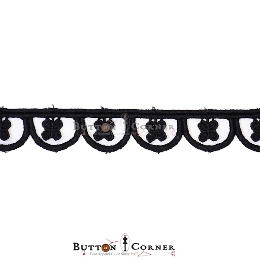 [D12385 BLACK] One Side Border Shuttle Lace
