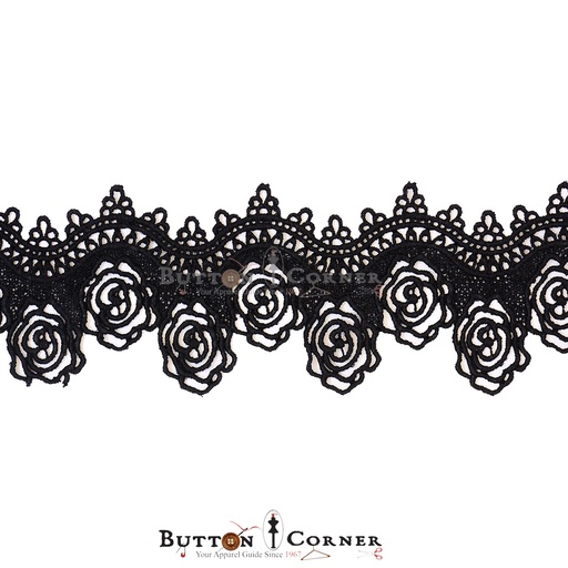 [D12420 BLACK] One Side Border Shuttle Lace