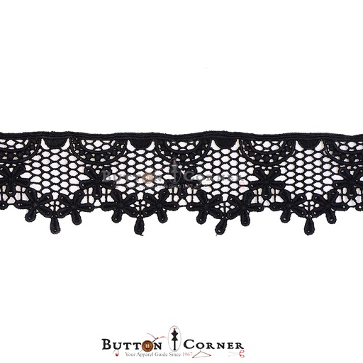 [D12388 BLACK] One Side Border Shuttle Lace