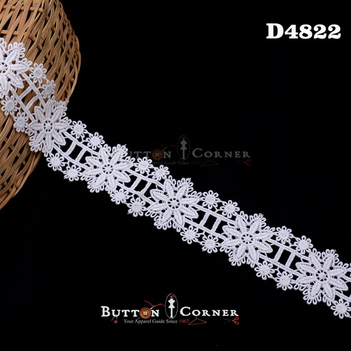 [D4822-WHITE] Shuttle Double Side Border Lace