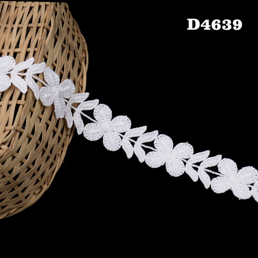 [D4639-WHITE] Shuttle Double Side Border Lace
