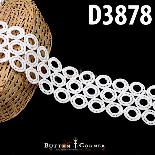 [D3878 WHITE] Circle Design Shuttle Lace