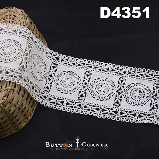 [D4351-WHITE] Shuttle Joined Lace