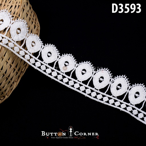 [D3593-WHITE] Shuttle One Side Border Lace