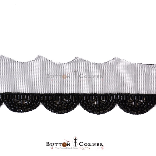 Fancy Glass Beads Net Lace