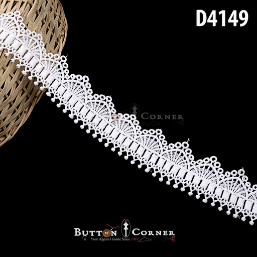 [D4149-WHITE] Shuttle One Side Border Lace
