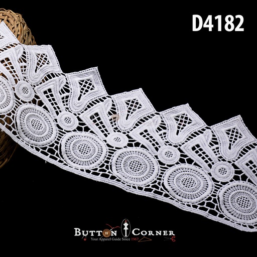 [D4182-WHITE] Shuttle One Side Border Lace