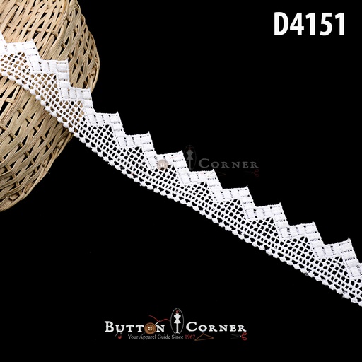 [D4151-WHITE] Shuttle One Side Border Lace