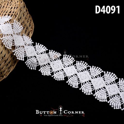 [D4091-WHITE] Shuttle Double Side Border Lace