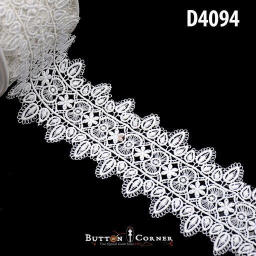 [D4094-WHITE] Shuttle Double Side Border Lace