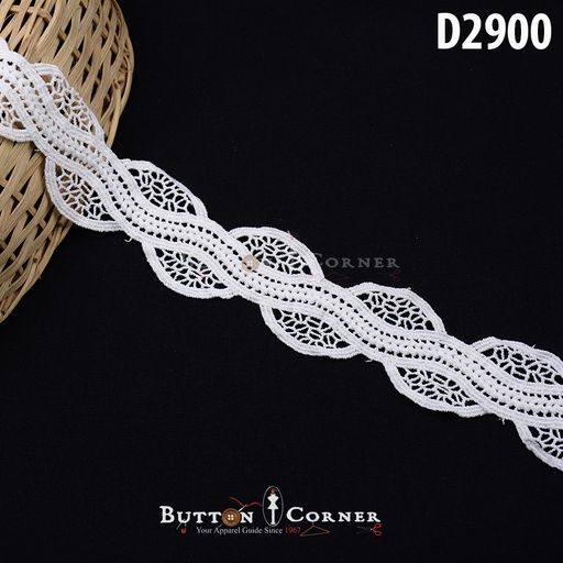 [D2900-WHITE] Shuttle Double Side Border Lace