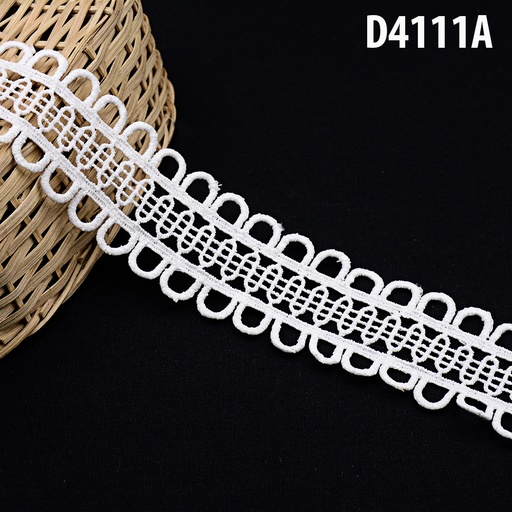 [D4111A-WHITE] Shuttle Double Side Border Lace