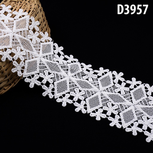 [D3957-WHITE] Shuttle Double Side Border Lace