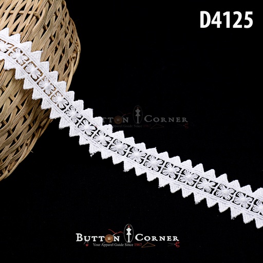 [D4125-WHITE] Shuttle Double Side Border Lace