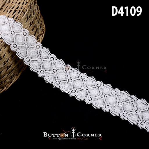 [D4109 WHITE] Shuttle Double Side Border Lace