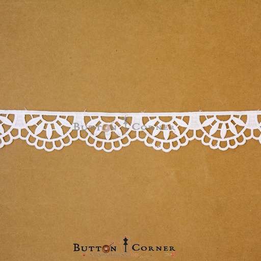 [SN82735 WHITE] One Side Border Shuttle Lace
