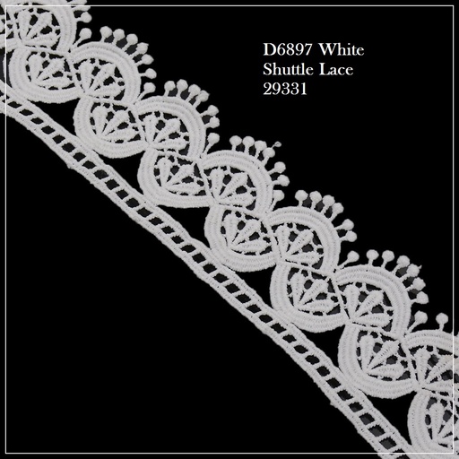 [D6897 WHITE] Shuttle One Side Border Lace