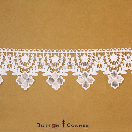 [SN93678 WHITE] One Side Border Shuttle Lace