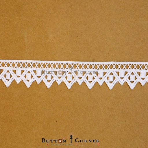 [SN82892 WHITE] One Side Border Shuttle Lace