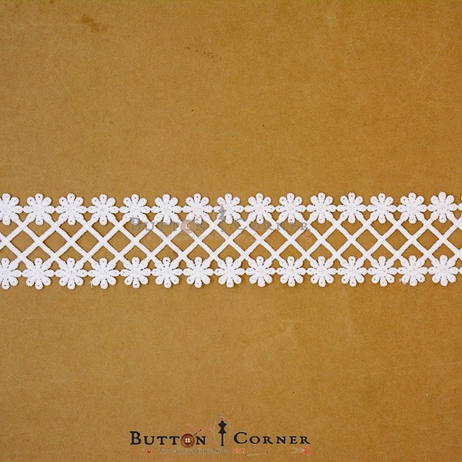 [85393-4 WHITE] Double Side Border Shuttle Lace