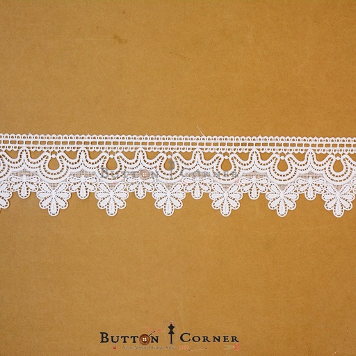 [86478-7 WHITE] One Side Border Shuttle Lace