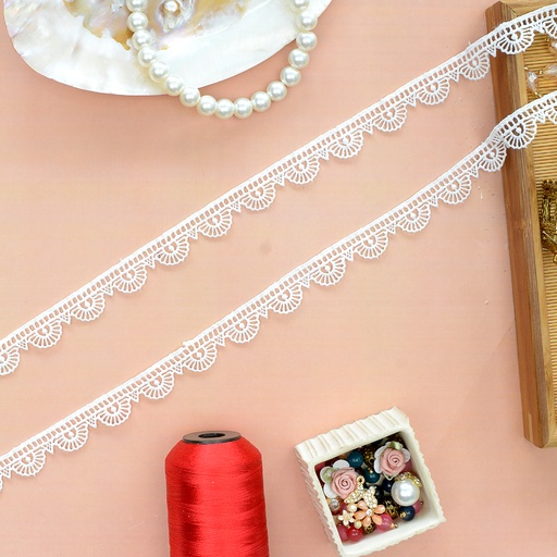 [D6763 WHITE] Shuttle One Side Border Lace