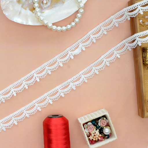 [D6093 WHITE] Shuttle One Side Border Lace
