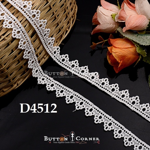 [D4512-WHITE] Shuttle One Side Border Lace