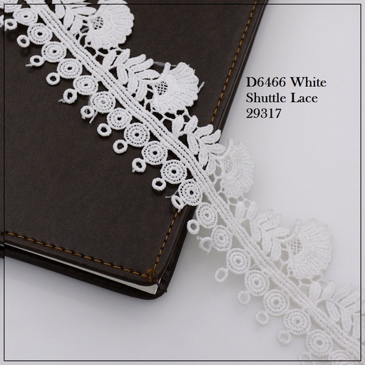 [D6466-WHITE] Shuttle One Side Border Lace
