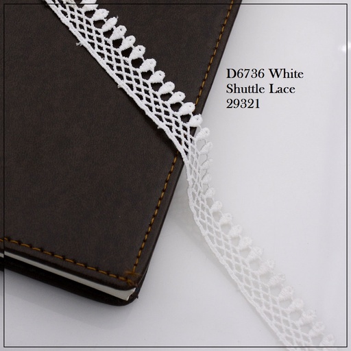 [D6736-WHITE] Shuttle One Side Border Lace