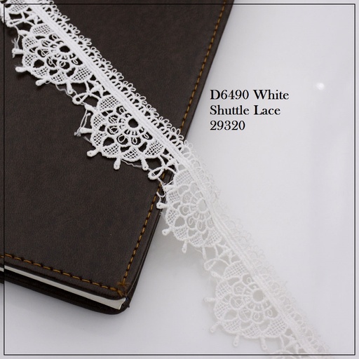 [D6490-WHITE] Shuttle One Side Border Lace