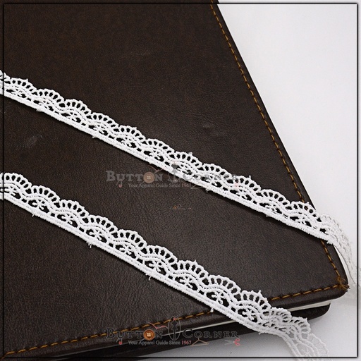 [D6000-WHITE] Shuttle One Side Border Lace