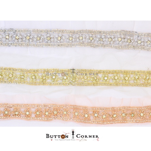 Fancy Pearl & Stone Gota Lace