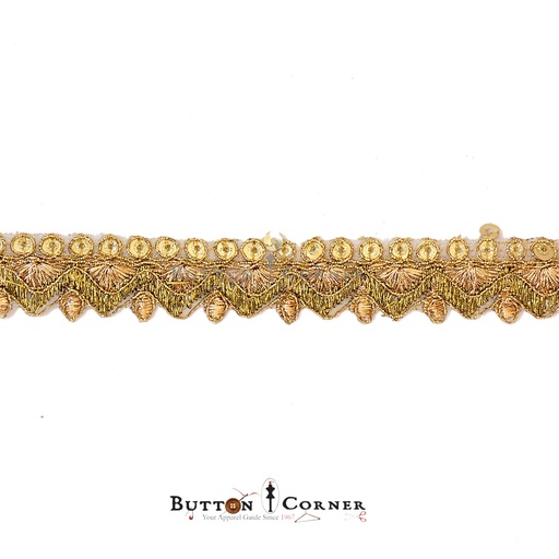 [FANL953 GOLD] Fancy Metallic Yarn Sequence Lace