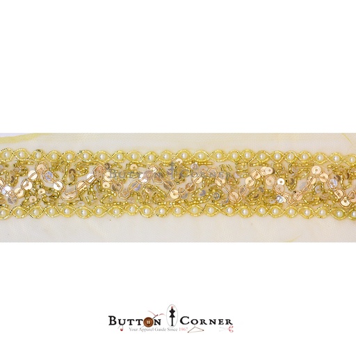 [GOTL699 LIGHT GOLD] Fancy Sequence Pearl Gota Lace