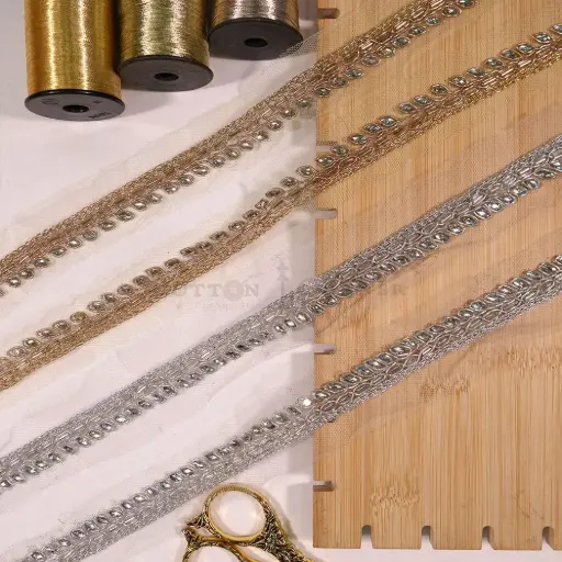 Fancy Kundan Lace with Glass Bead & Stone Accent