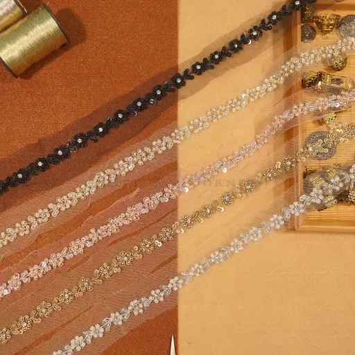 Fancy Sequence Pearl Gota Lace