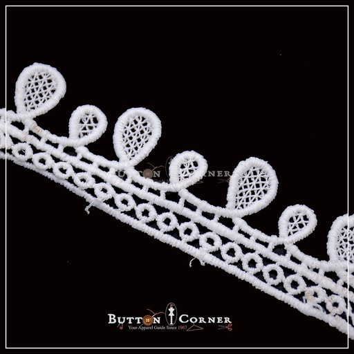 [D7648 WHITE] One Side Border Shuttle Lace