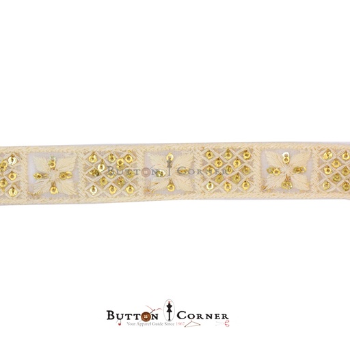 [EML359 OW GOLD] Sequence Embroidery Net Lace