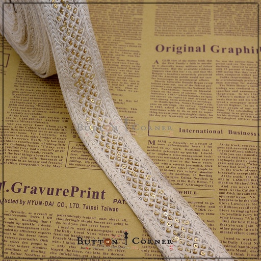 [EML241 OW GOLD] Sequence Embroidery Net Lace