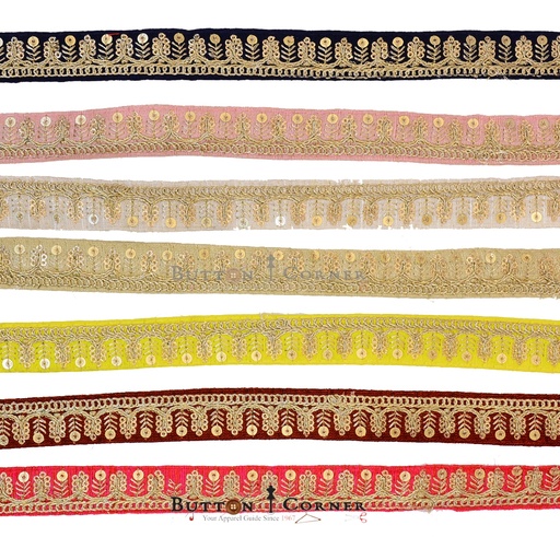 Fancy Metallic yarn Sequence Lace