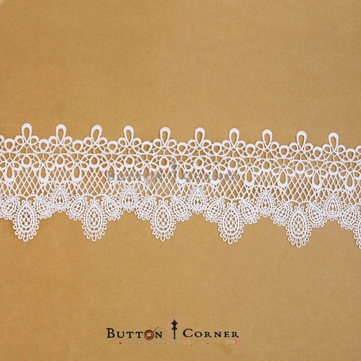 [10553-9 WHITE] Double Side Border Shuttle Lace