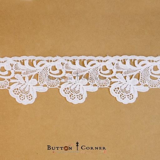 [17630-5 WHITE] One Side Border Shuttle Lace