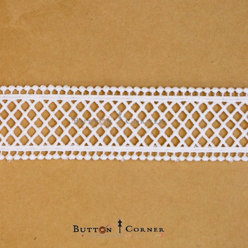 [82995-3 WHITE] Double Side Border Shuttle Lace