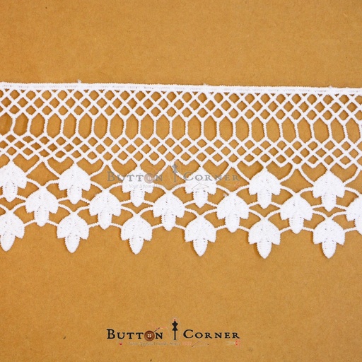 [85830-7 WHITE] One Side Border Shuttle lace