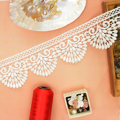 [D7396 WHITE] Shuttle One Side Border Lace