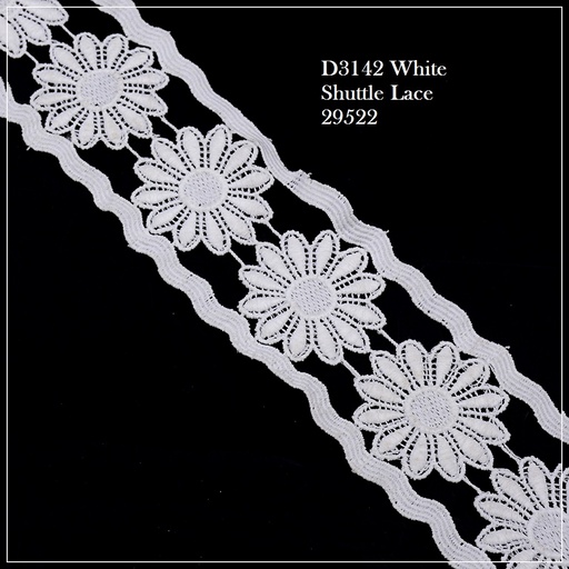 [D3142-WHITE] Shuttle Joined Lace