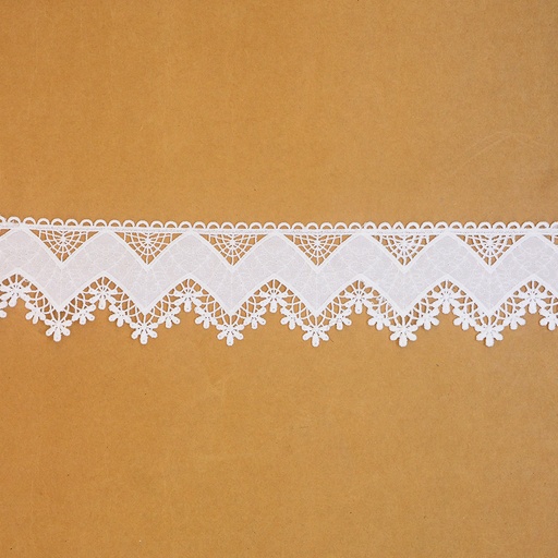 [T6015 WHITE] One Side Border Cotton Lace